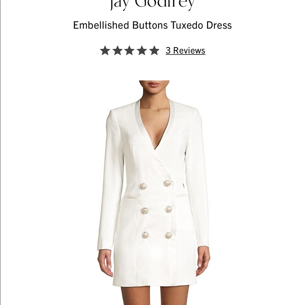 Jay Godfrey Tuxedo Dress with Embellished Buttons